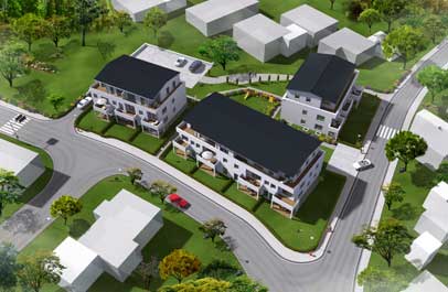 3d darstellung immobilien vogelperspektive