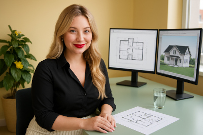 3D Haus auf Basis vom simplen technischen Plan