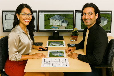 3D Immobilie schräg oben