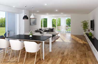 3d innenarchitektur auf basis vom grundriss