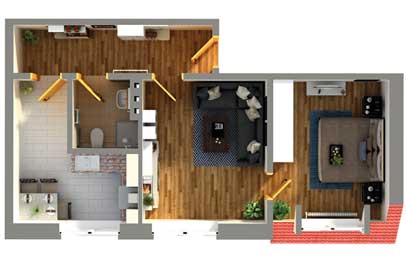 haus in 3d grundriss