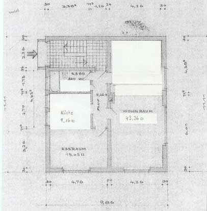 Vorlage für den Architektenplan mit den Maßen am Rand